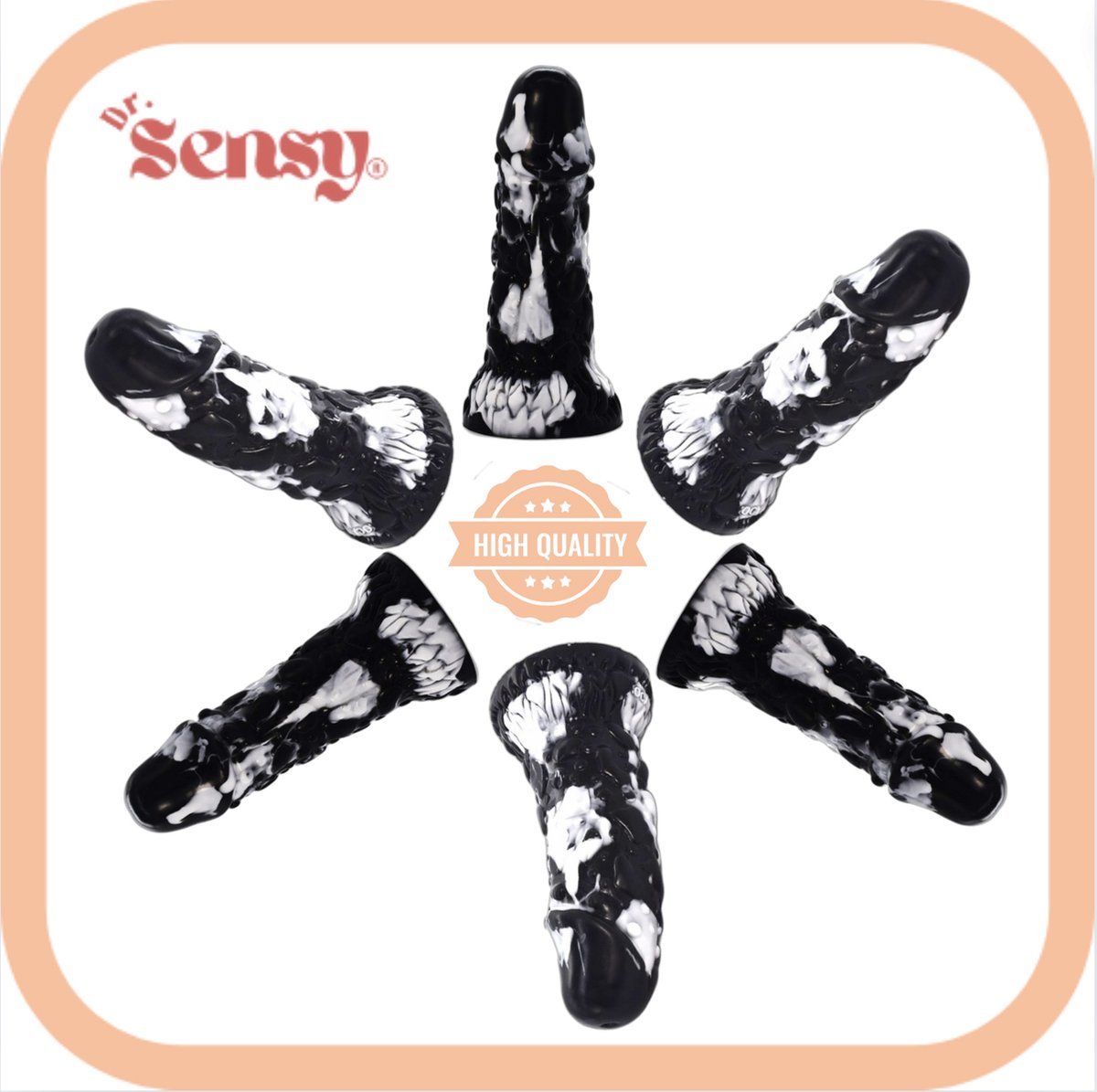 Goedkoopste Dr. Sensy Special Edition Dildo Dwarfs - Zwart/Wit - Dildo met Zuignap - Seksspeeltjes - 21cm x 6,5cm - Dildo Mannen Anaal - Dildo Vaginaal