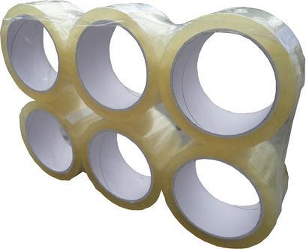 Verpakkingstape - Transparant - PP Plakband - 50mmx66m - 6 rollen dozen tape