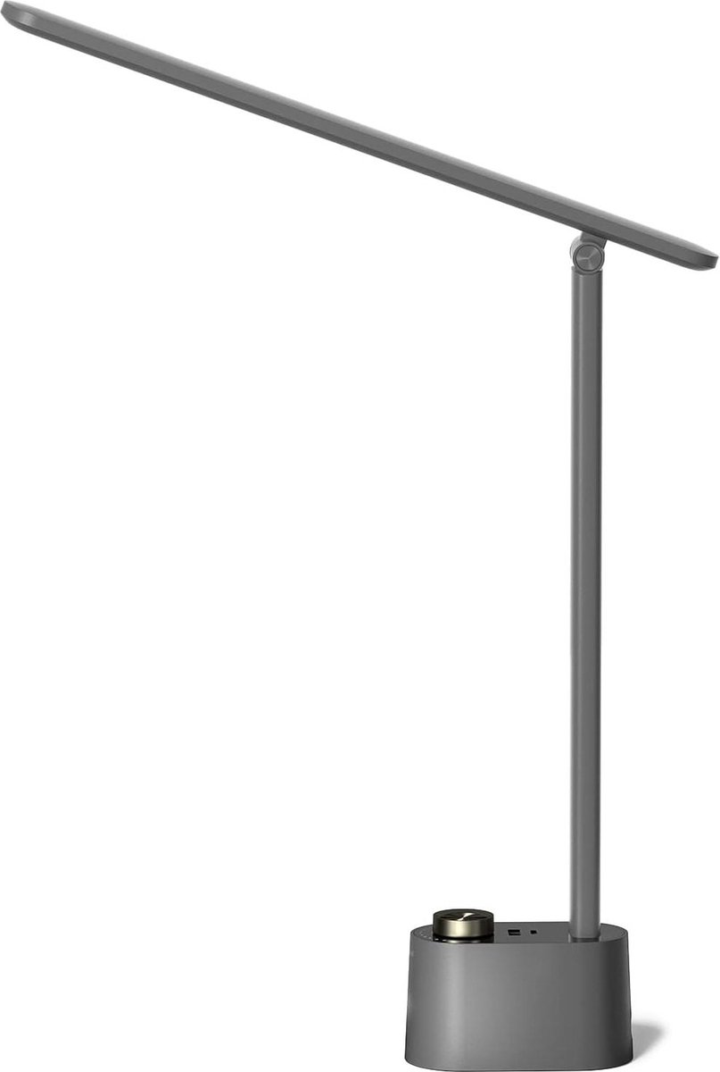 Dimbare LED Bureaulamp met USB A+C Oplaadpoort - 3 Kleurmodi - Oogverzorgend - Opvouwbaar - Grijs
