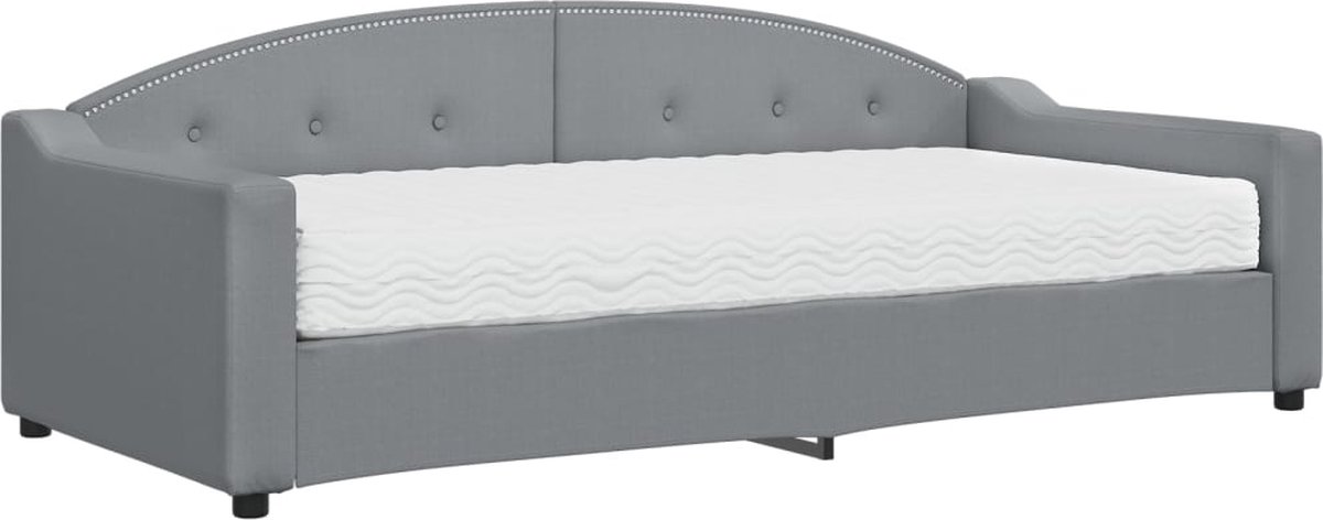 vidaXL Slaapbank - met - matras - 90x200 - cm - stof - lichtgrijs