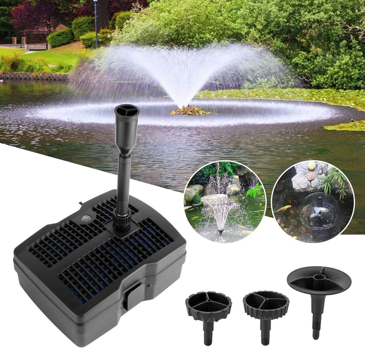 Wastafel UVC-filter vijverfilter fontein pomp 4-in-1 UV-zuiveringsfilter CUF-2500 1000 l h 28 W 10 m stroomkabel tuin fontein design vijverfilter met uvc lamp