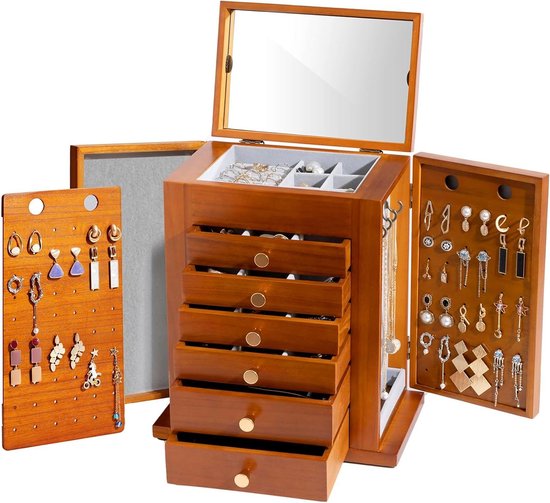 ProCase Boîte à Bijoux En Bois à 5 Couches Pour Femme, étui De