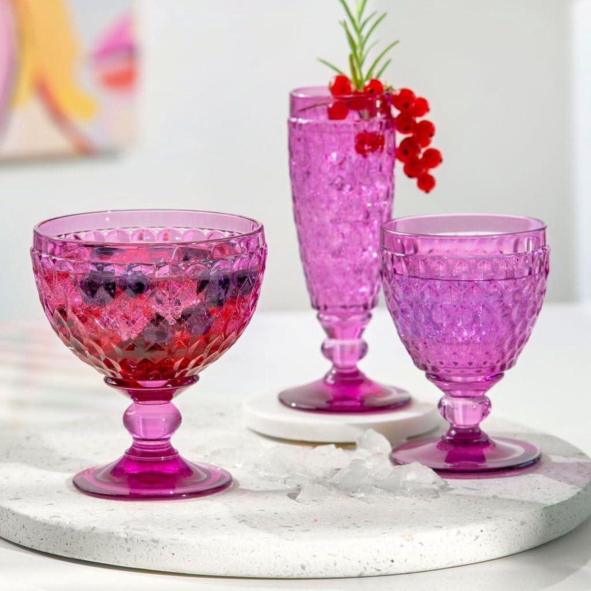 Boston Berry sektglas dessertschaaltje 250 ml kristalglas champagne lekkernijen vaatwasmachinebestendig roze Wasmachine- & Drogeraccessoires