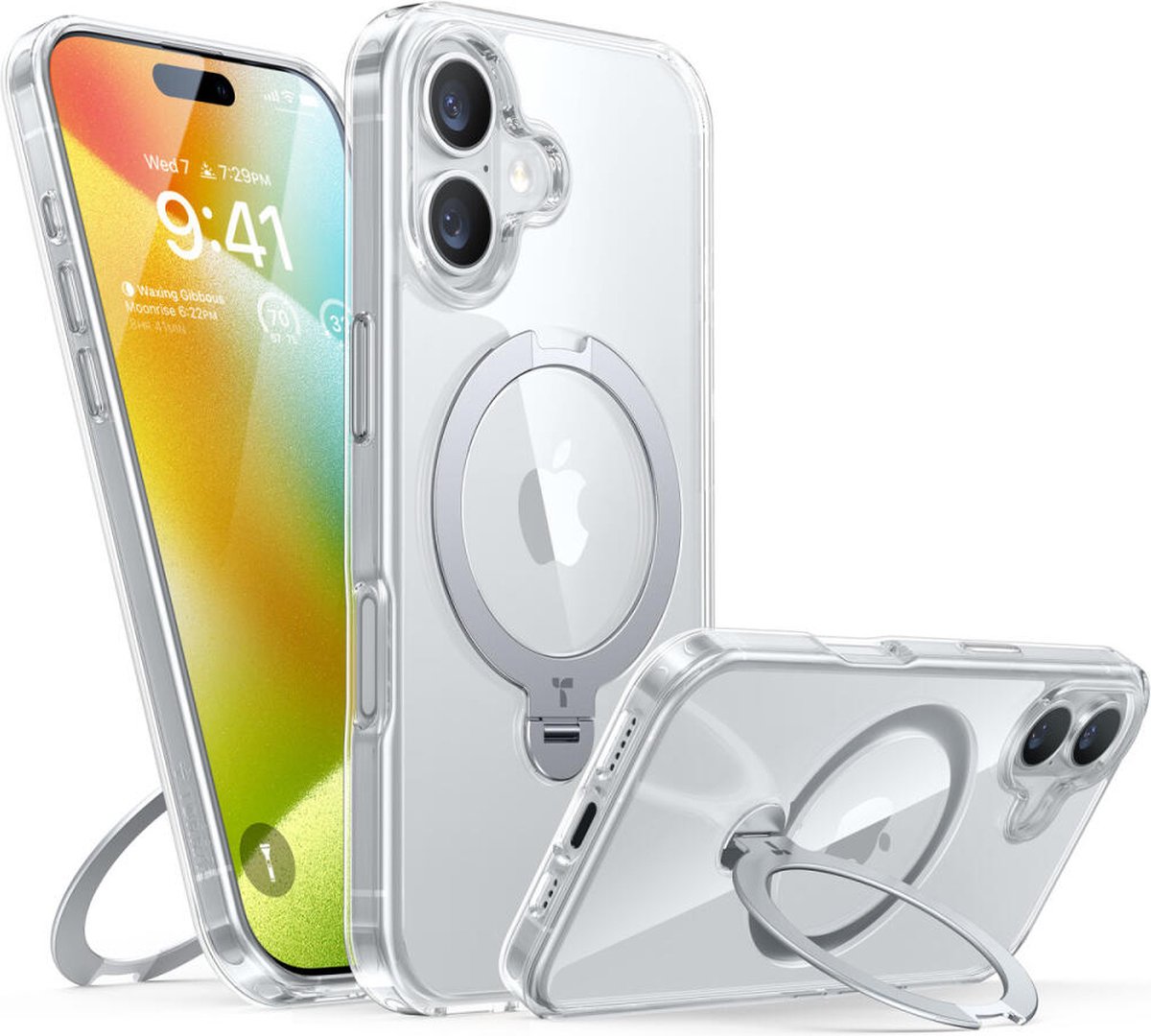 TORRAS UPro Ostand Spin Case Adapté Pour Apple IPhone 16 Pro Compatible Avec Magsafe Support Magnetique Rotatif A 360 Couverture Arriere Avec Ring De Bequille Zwart