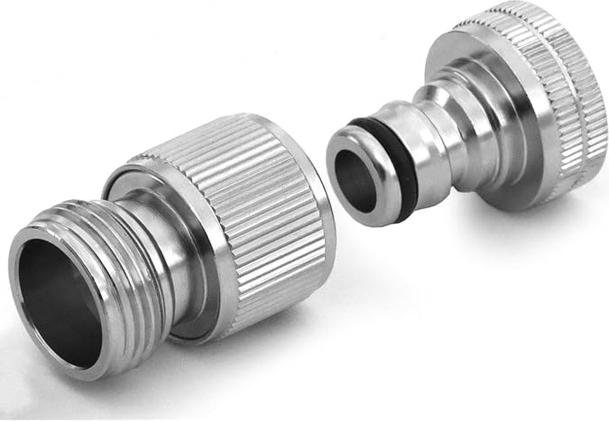 Aansluitadapter M24 buitendraad aansluitset buitendraad waterkraan aansluitset voor 2 stuks tuinslang-snelkoppeling universele kraanaansluiting (2 stuks, zilver