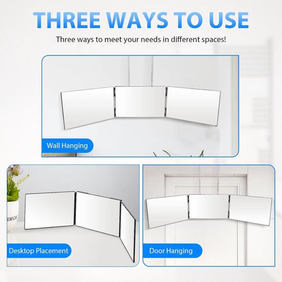 Xesps Mror 360 Coffure Homme, 3 Faces Avec Crochets, Portable