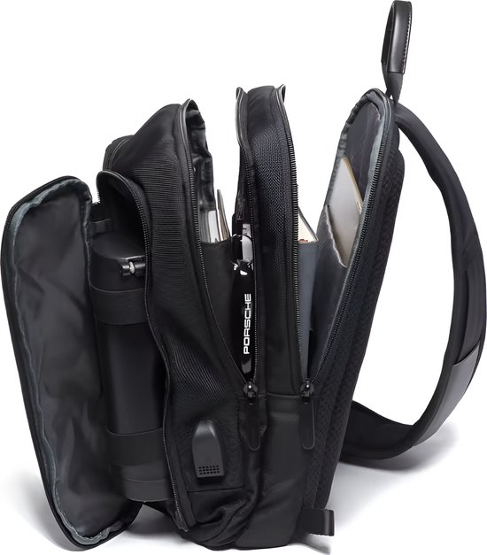 E-Shop4u® - Sac à bandoulière décontracté pour homme - Tissu Oxford - Port de chargement USB - Poche antivol - Zwart