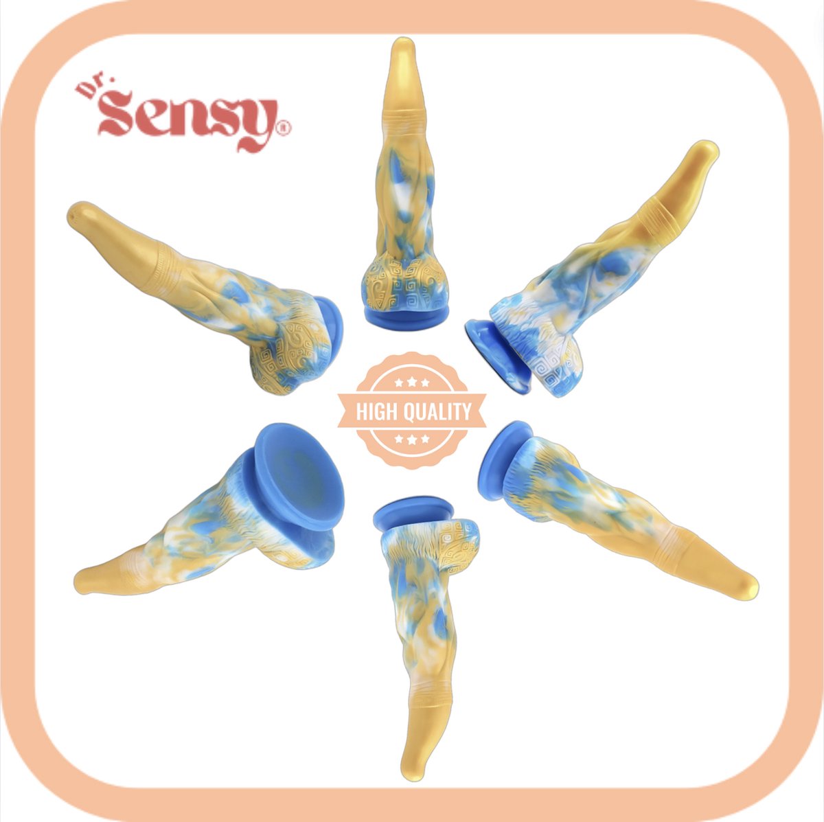 Goedkoopste Dr. Sensy Special Edition Dildo KuiNeo - Geel/Blauw/Wit - Dildo met Zuignap en Balzak - Seksspeeltjes - 25cm x 5,3cm - Dildo Mannen Anaal - Dildo Vaginaal