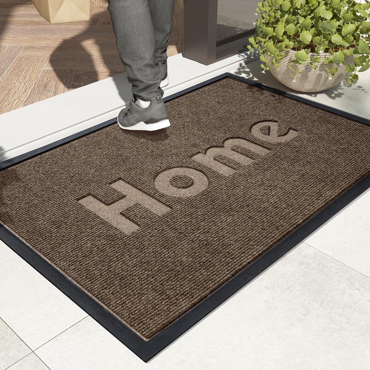 "Home" Deurmat Buiten & Binnen, Heavy Duty Voordeurmat Buiten, Anti-slip, Waterdicht, Wasb