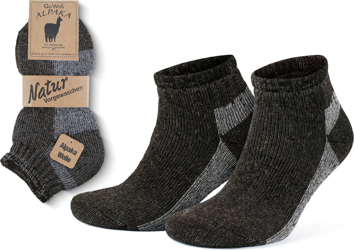 GoWith-2 paar-Alpacawol Wandelsokken voor Dames en Heren-Gevoerde Warme Thermische Merino Mix Kampeer Sokken-Maat 35-38