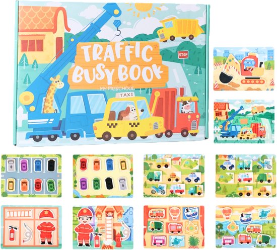 Foto: Montessori busy book quite book voertuigen educatif spel voor kinderen 3 tot 5 jaar stickerboek activiteitenboek voor peuters