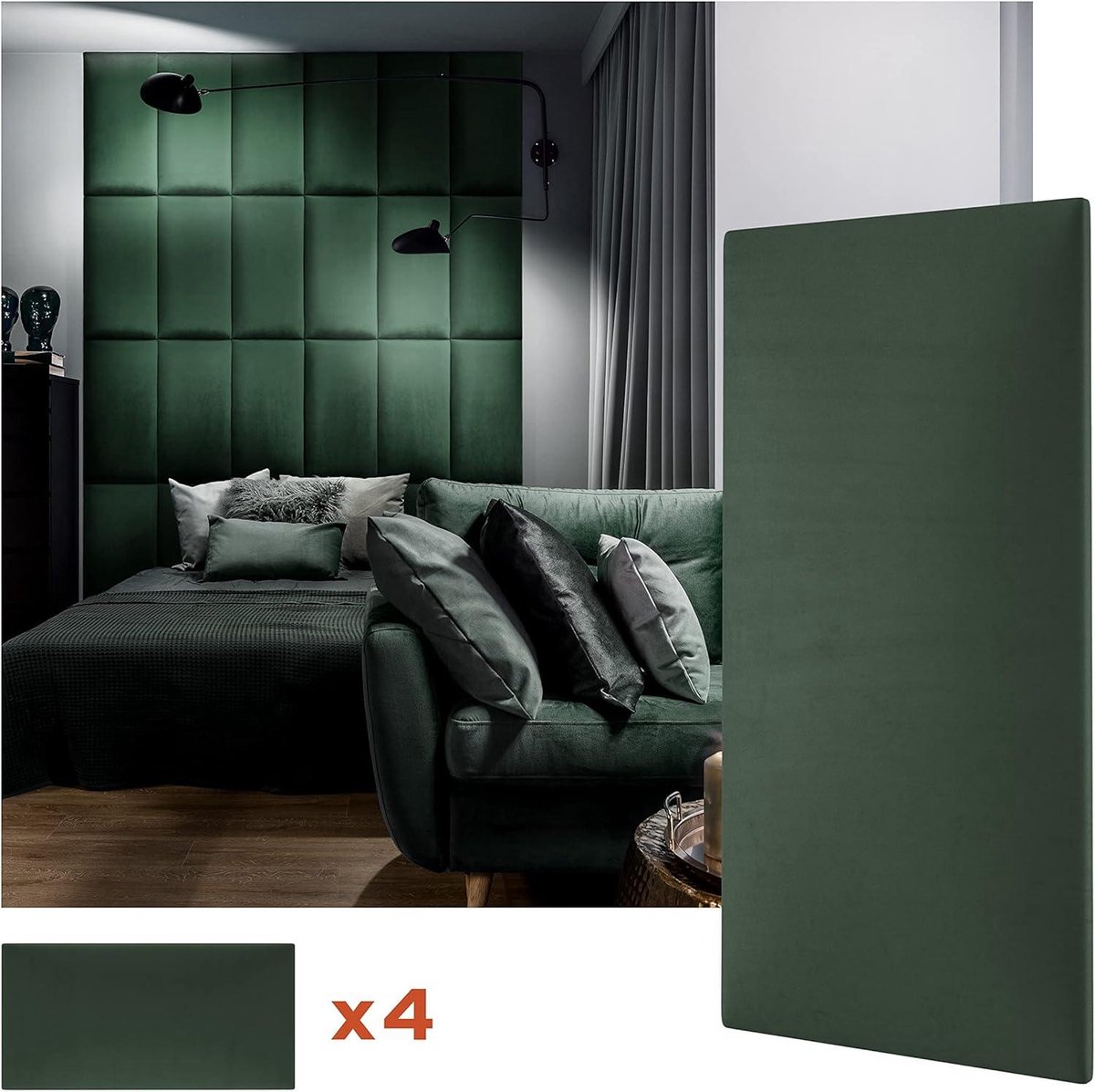 Softwalls Leren Wandkussen Met 50 Mm Padding - Hoofdeinde Wandbekleding Zwart 60 X 30 Cm