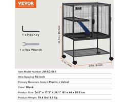 SteeFly® 86.5cm Hoge Huisdieren Kooi - Kleine Dierenkooi Voor Ratten Hamster Cavia Chinchilla - 61X44X86,5cm - Rijdbaar
