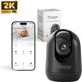 Sheppr® Babyfoon met Camera en App – Baby Monitor – Babyfoon Camera – 2K 3MP Ultra HD Baby Camera – Gratis Beveiligde App – Wifi – Zwart – Met Bewegingsdetectie, Tweewegaudio, Nachtzicht & Opslag