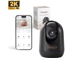 Sheppr® Babyfoon met Camera en App – Baby Monitor – Babyfoon Camera – 2K 3MP Ultra HD Baby Camera – Gratis Beveiligde App – Wifi – Zwart – Met Bewegingsdetectie, Tweewegaudio, Nachtzicht & Opslag
