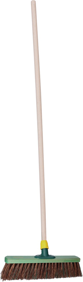 Goedkoopste Brumag Straatbezem Greenwood voor buiten terrastegels en klinkers - Harde haren bezemkop 40 cm breed - Houten steel 139 cm
