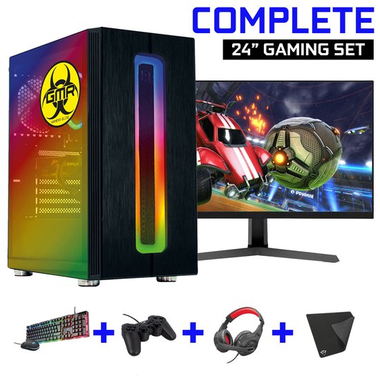 Foto: Gmr x control gaming set v1 gamepc 24 inch monitor toetsenbord muis game controller 