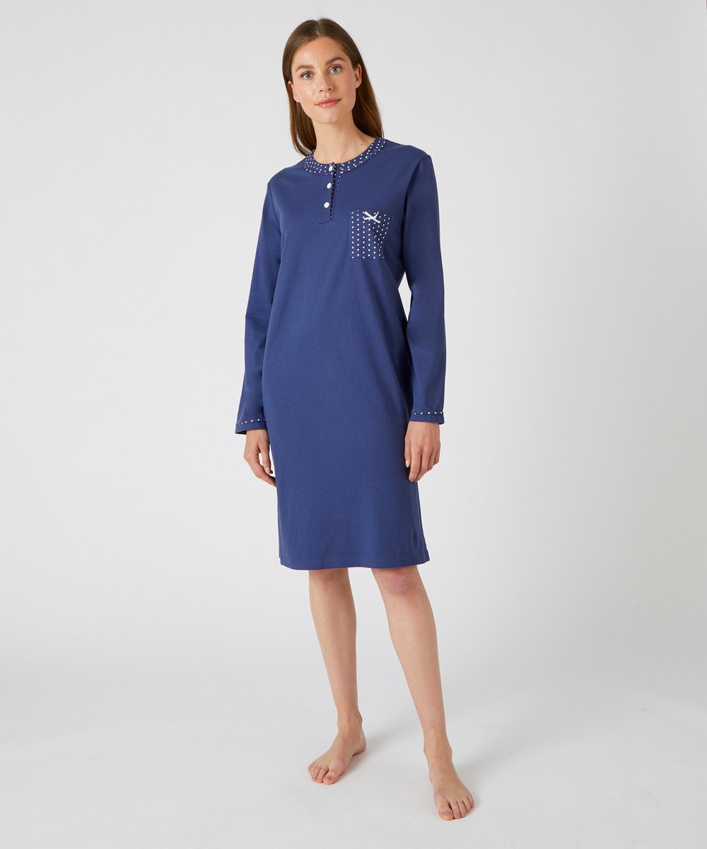 Damart Slipdress mesh jersey, lengte 95 cm - Dames - Blauw - 42-44 (M)