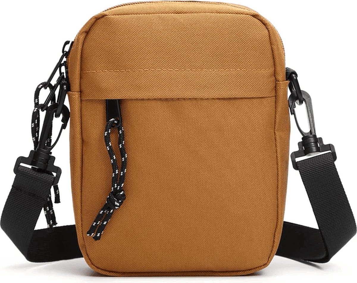 Nektasje - Reisportemonnee Crossbody Schoudertas - Waterafstotend Oxford - Unisex - Compacte Reistas voor op Reis en Vakantie - Telefoontasje met Nekkoord - 4 Compartimenten - Voor Dagelijks Gebruik - Bruin