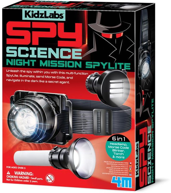 Foto: 4m experimenteerset zaklamp voor kinderen wetenschap en spel 6 in 1 set hoofdlamp kidzlabs spy science 5 jaar