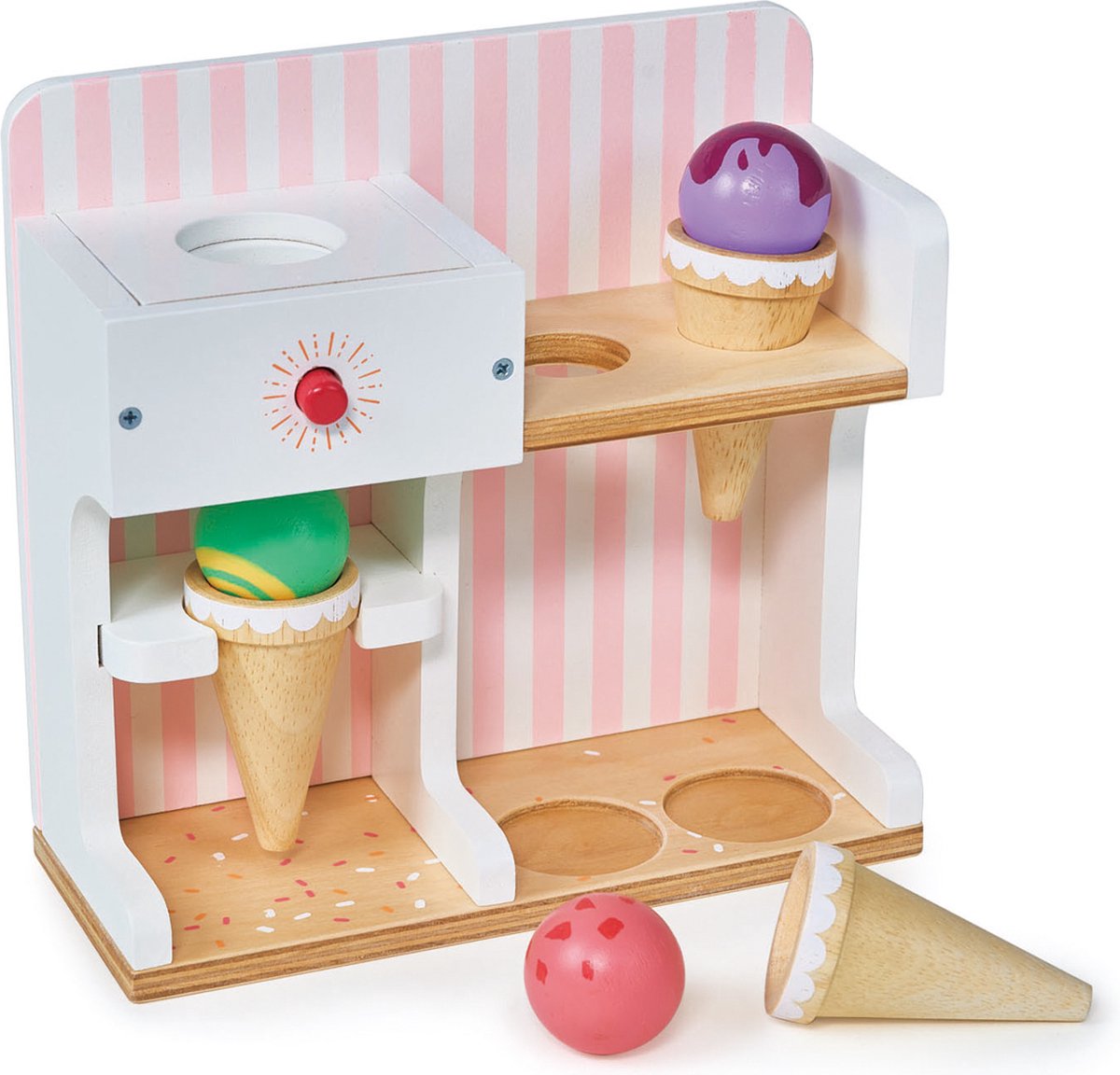 MENTARI Winkeltje - Ijskiosk - 20X8,5X18,5Cm - Met 3 Bolletjes En 3 Hoorntjes - 3 Jaar
