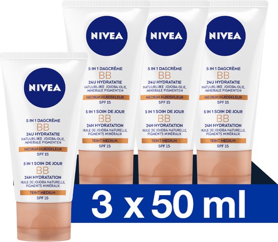 NIVEA Essentials 5-in-1 BB Cream Light SPF 15 – Getönte Tagescreme Mit Jojobaöl, 50 Ml
