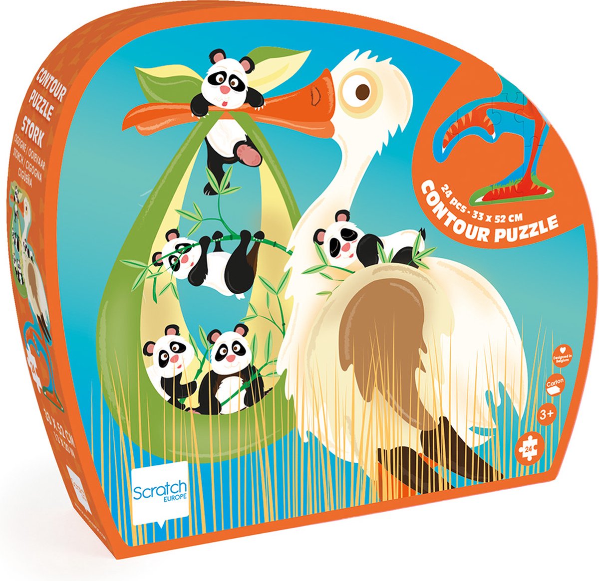SCRATCH Contour Puzzel - Ooievaar - 32.9X51.9X0.25Cm - 24 Stukjes - 3 Jaar