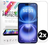 Screenprotector - Geschikt voor iPhone 16 Tempered Glass - 2 stuks Extra Sterk – beschermglas