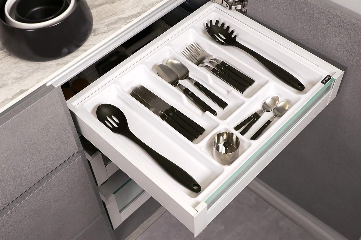 Bestekbak voor schuifladen 30 cm praktisch opbergsysteem voor laden ladeverdelers lade-organizer wit 230x430mm keukenorganisatie