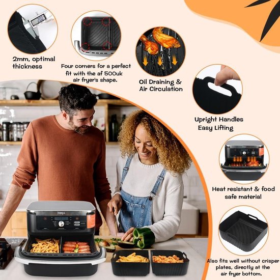 Heißluftfritteuse Zubehör für Ninja Af500DE 10,4L, Silikonform für Heißluftfritteuse 3 Stück Air