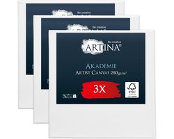 Artina Akademie – Set van 3 Schilderdoeken Canvas 30x30 cm – Spieraam van FSC® Hout – Wit Canvas 100% Katoen – 280 g/m135