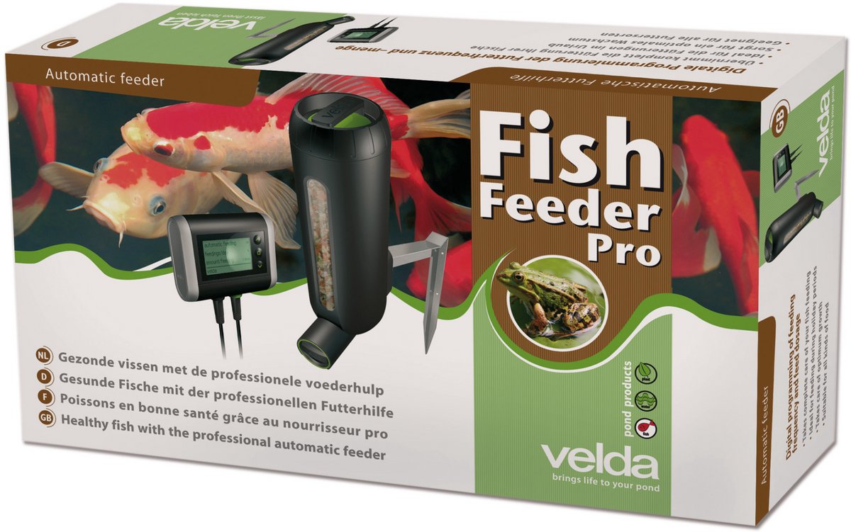 BluGarda BluFeeder - Voederautomaat Vissen Vijver, met Batterij op Zonne- Energie, voor Vakantie, Automatische Timer, Koi, Goudvissen, Dieet Vissen, Buiten, Weerbestendig, Fish Feeder - 6L Capaciteit