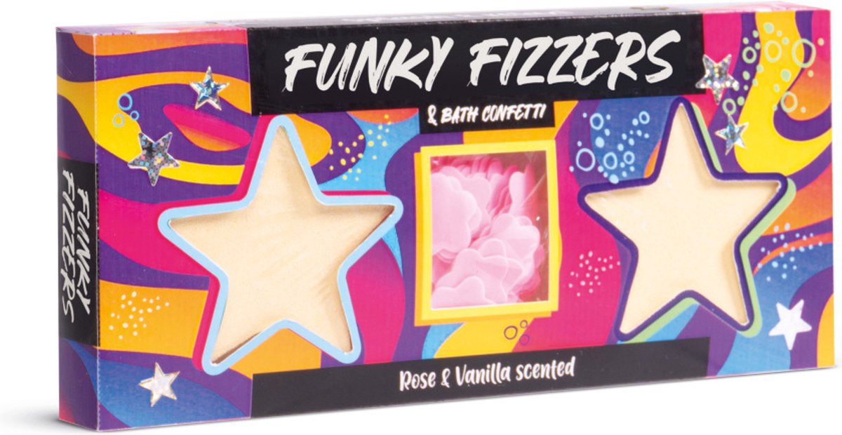 Goedkoopste Funky Fizzers - Bad confetti - Rozen en vanille geur - Badbruisballen - Geschenkset