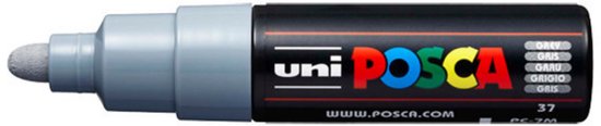 uni-ball Posca 181333 Marker, brede punt, conisch, PC, 7 m, 4,5-5,5 mm, grijs