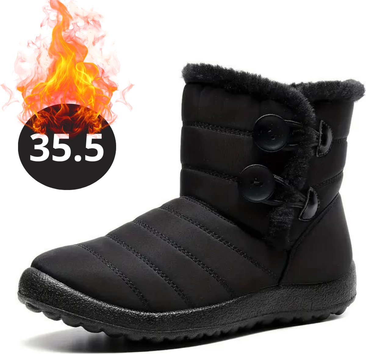 Bovista Snowboots Sneeuwschoenen Sneeuwboots Dames Wintersport Ski Skischoenen – 35.5 Knopen Zwart