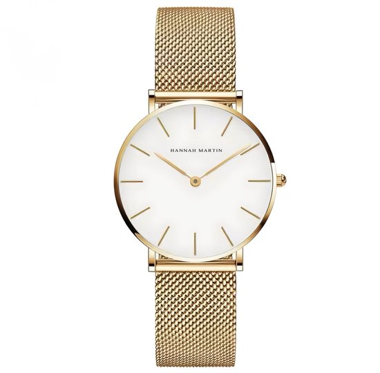 Foto: Hannah martin elegante horloge goudkleurig witte wijzerplaat borasi dames horloges vrouwen horloges best verkochte horloges leuke cadeau cadeau voor haar cadeau voor moeder luxe geschenkdoos moederdag cadeautje