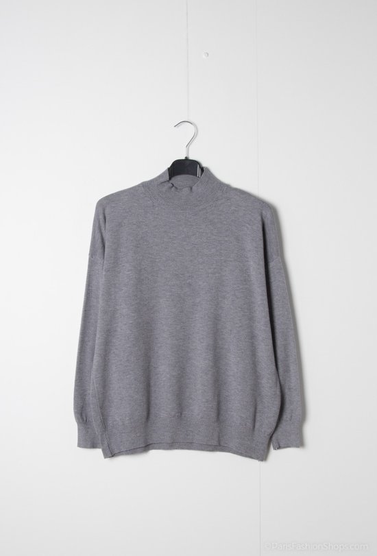 Pull chaud en maille fine pour femme Mindy avec col roulé gris uni pull à col roulé à manches longues taille L/XL