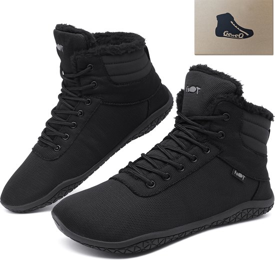 Geweo Sneakers - Winter Schoenen met Katoen Dames - Schoenen met Katoen Heren - Winter Fleece Gevoerd Warme Winterlaarzen - Schoenen Antislip Outdoor - Zwart - Maat 40