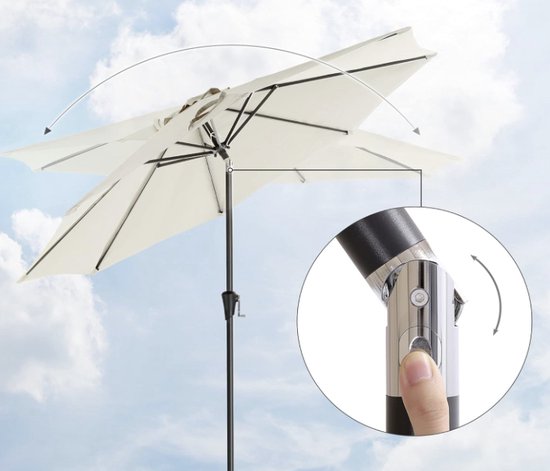 MIRA Home - Rechthoekige Parasol 240x300 cm - Strandparasol - Tuinparasol - UV-bescherming - Kantelbaar - Waterafstotend - Beige - Staal - Ventilatieopening - lente tuin set