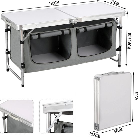 Inklapbare Tafel - Luxe Camping tafel - Picknick Tafel - Tactical Klaptafel - 120x47x69,5 cm - Vouwtafel - Outdoor - Reizen - 4 Personen - Zwart van Tactical — afbeelding 5