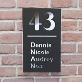 Plaque signalétique de porte d'entrée - Plaque d'immatriculation de maison - Rectangle debout - 25x15 - noir/argent