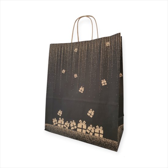 Sacs de transport Premium - Papier - 50 pièces - Gala - Sac de Noël - (35x14x41cm) - Tassen en papier - Avec Poignées torsadées