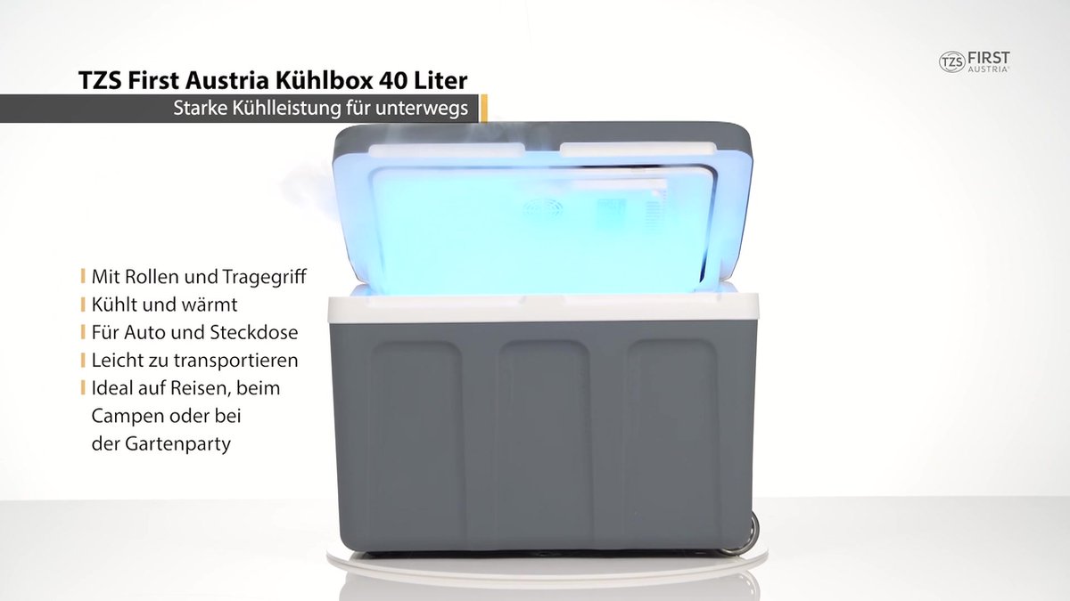 Campingkoelkast 45L, verrijdbare elektrische vriesbox 12/24V, 2-in-1 dubbele zone, autokoelkastcompressor voor verwarmen en koelen 60W, draagbaar met handvat, voor boot, vrachtwagen, camper, grijs | NL