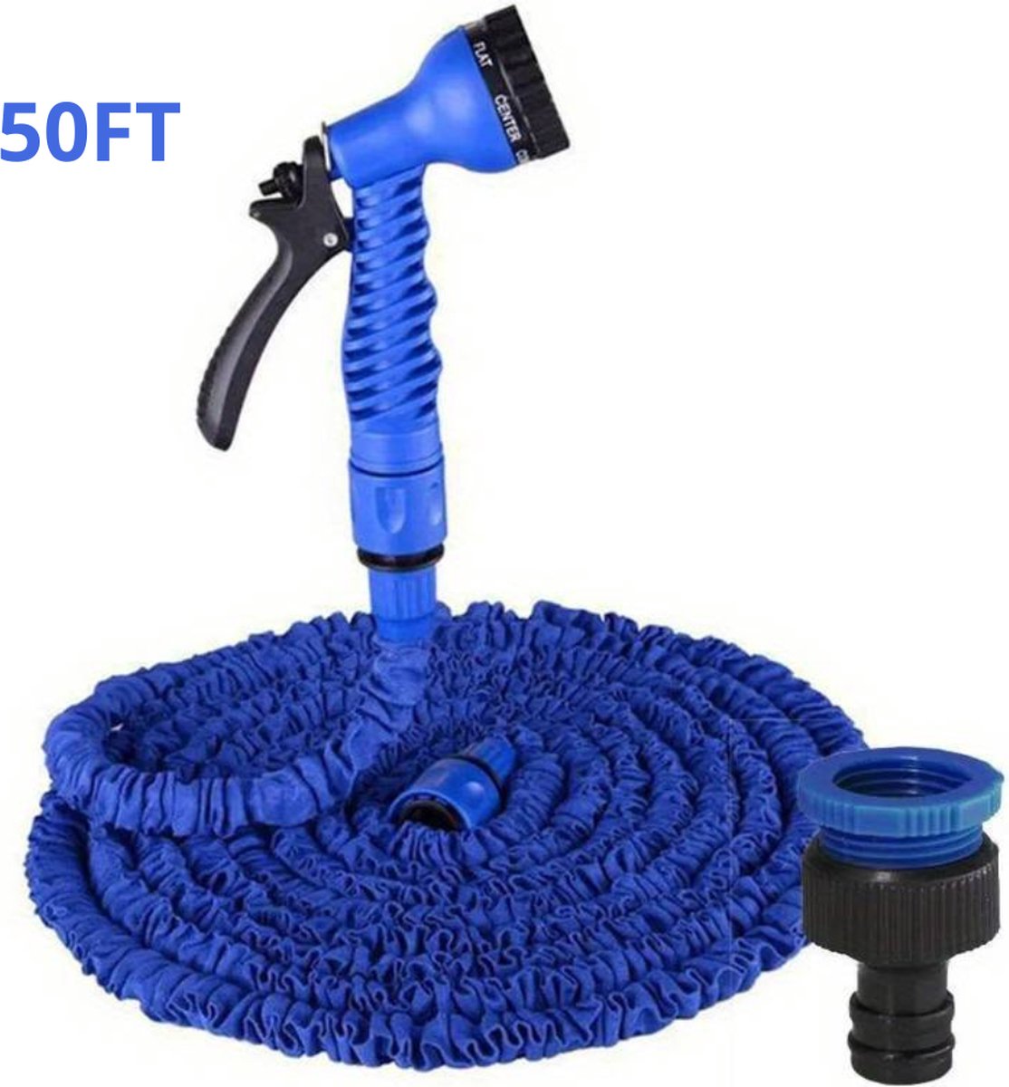 Bovista Tuinslang Flexibel - Tuinslangen - Haspel - Spuitpistool - 15 Meter - Blauw