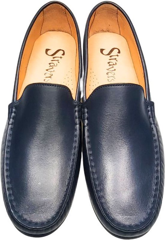 Stravers - Mocassins de Luxe Semelle en cuir Taille 42 Blauw Chaussures à enfiler grande taille pour femme