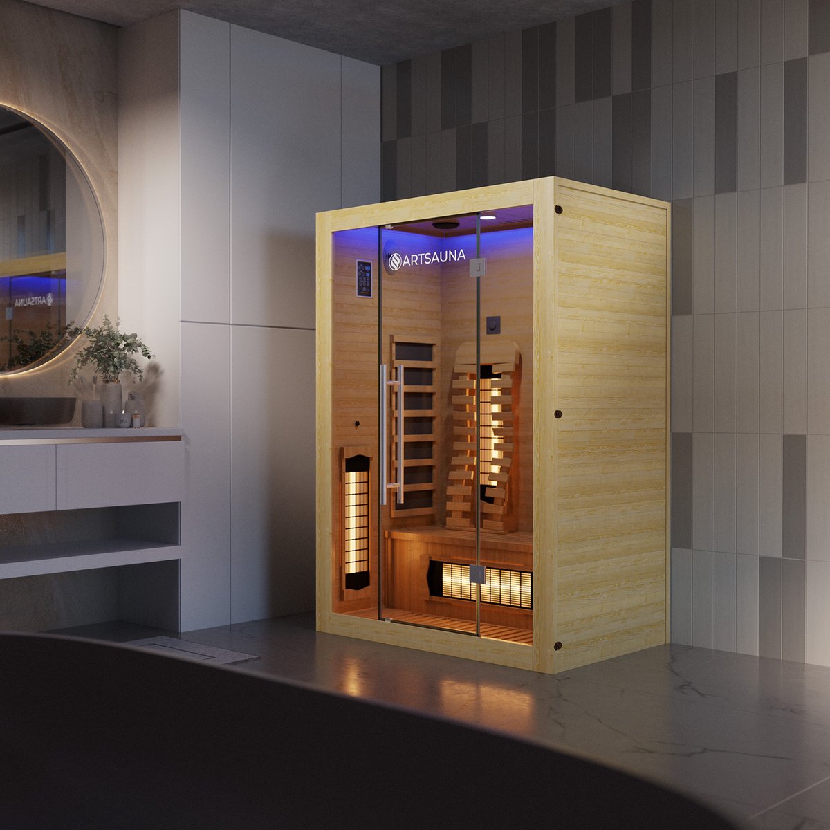 Infraroodcabine / Sauna Kiruna 130 Premium - 190 x 130 x 105 cm - Incl. LED & Bluetooth Radio thumbnail 5
