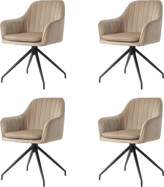 Foto: Nuvolix velvet eetkamerstoelen met armleuning set van 4 geneve draaibaar stoel met armleuningen eetkamerstoel velvet stoel beige