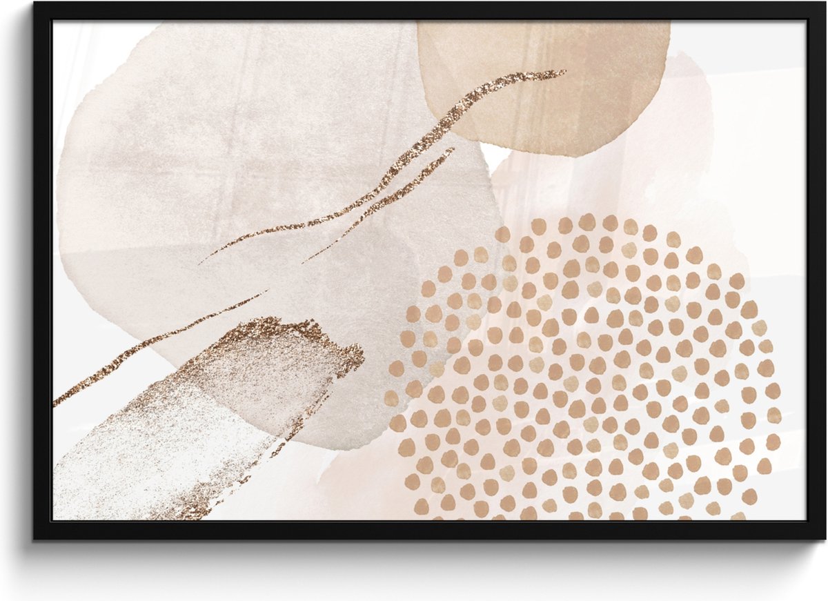 Poster in lijst - Fotolijst 90x60 cm - Posters - Watercolor - Beige - Pastel - Modern - Ab