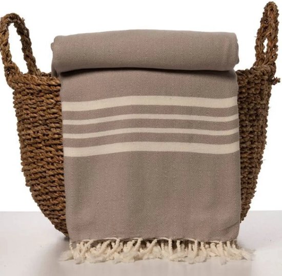 Foto: Hamamdoek krem sultan xxl taupe 220x170cm 220x170cm xxl strandlaken tweepersoons strandlaken 2 persoons stranddoek picknickkleed festivalkleed plaid hamamdoek groot