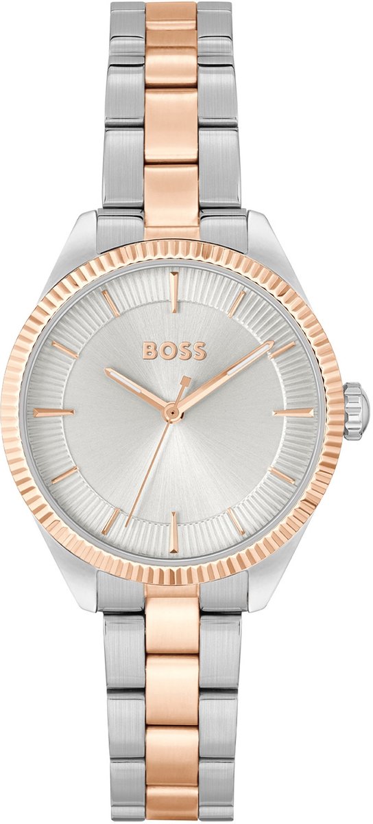 BOSS HB1502727 SAGE Dames Horloge - Mineraalglas - Staal - Zilverkleurig - 32 mm breed - Quartz - Vouw-Vlindersluiting - 3 ATM (spatwater)